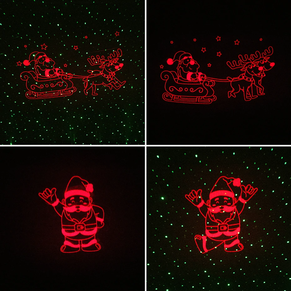 ALIEN Weihnachten Laser Projektor Bewegung Rot Thema Santa Elch Schlitten Statische Grüne Punkte Stern Im Freien Wasserdichte Garten Baum Zeigen Licht