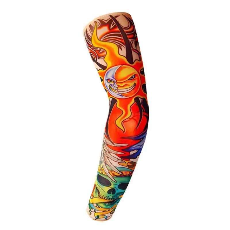 1 pz manicotti del braccio falso tatuaggio temporaneo manica braccio pieno protezione solare manicotti del tatuaggio Slip Running protezione UV del