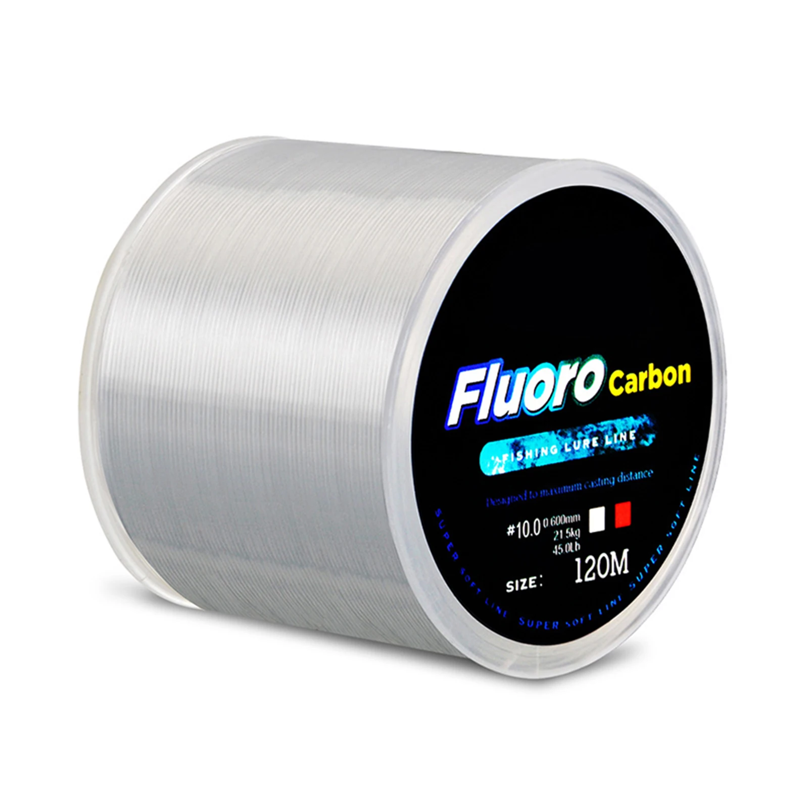 Línea de pesca con revestimiento de fluorocarbono 120M 100% 0,2mm-0,6mm 7.15LB-45LB línea de fibra de carbono Invisible línea de hundimiento LA