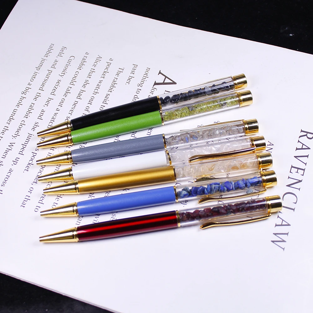 1PC Natural Crystal stone energy ballpoint pen ink Black Writing Ballpen Stationery Office School Supplies