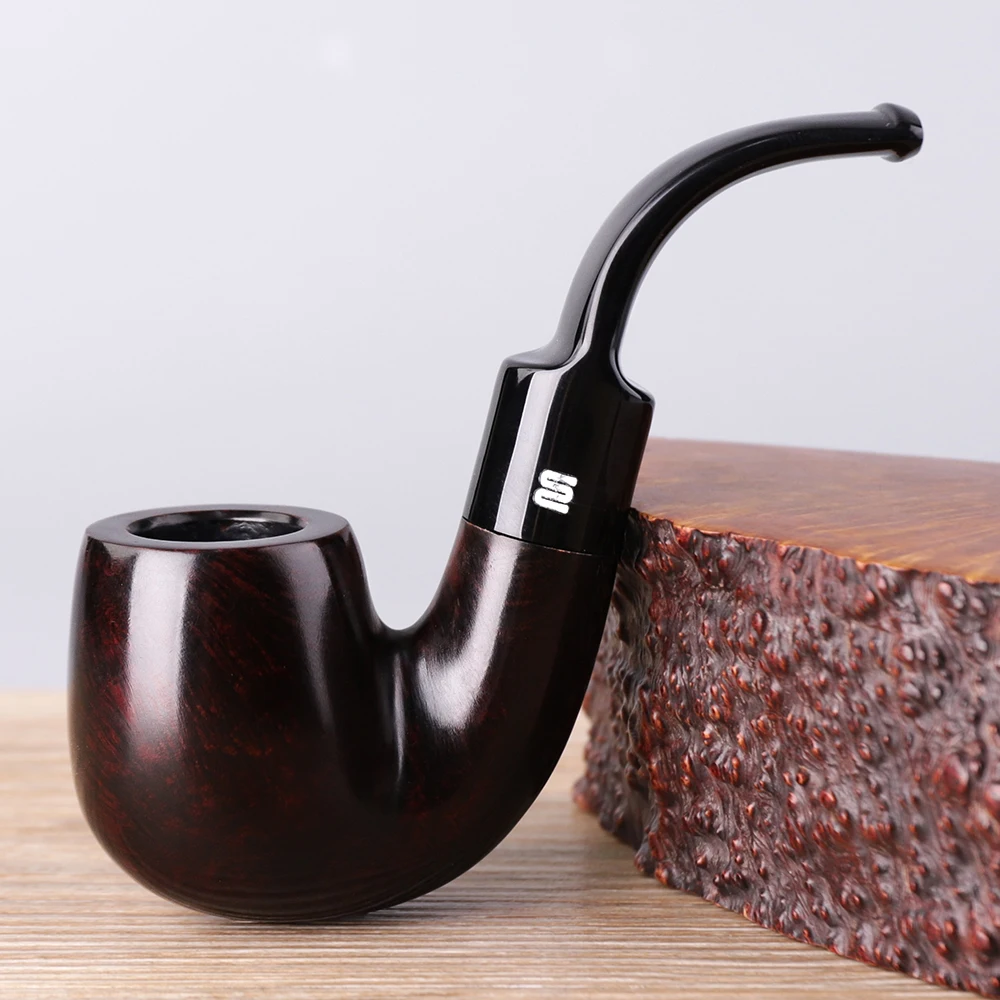 RU-2021 New Creative Carved Briar Wood Pipe Handmade Pipes Bent 9mm Portable Smooth Tobacco Pipes Gift Smoke Accessory aa0135