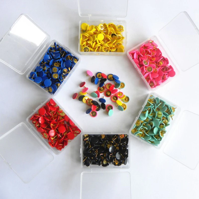 100pcs Home Office Colorful Drawing Pins Pushpin Thumbtack Cork Board Push Pin Photo Wall Map Markers