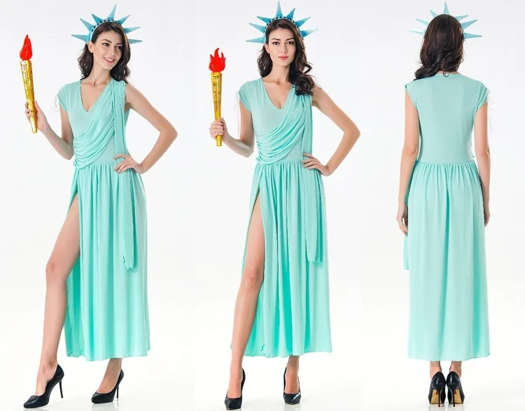

Statue Of Liberty Greek Dance Sexy Athena Long Skirt Halloween Bar Stage Show Costumes