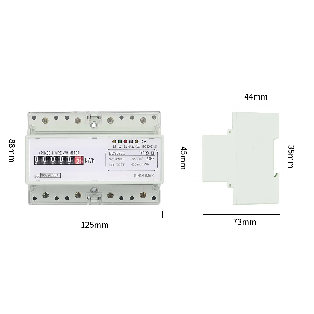 Trójfazowy 4 przewody moc analogowa energia elektryczna kWh miernik zużycie energii na szynie DIN AC 380V 400V 100A 50Hz