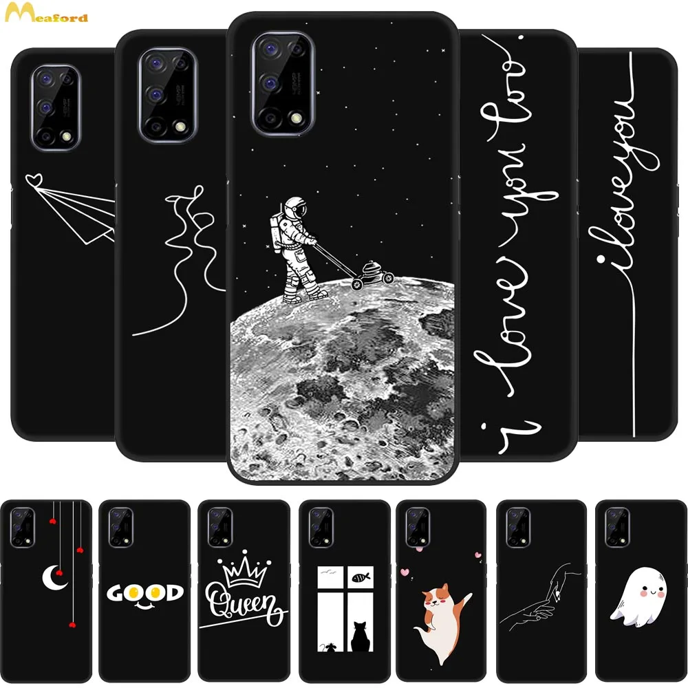 For Realme 8 5G 7 6 Pro Case Black Silicone Phone Cover For Realme 6S 7i RMX2193 RMX2103 Cases Back Soft TPU Hollowed Design