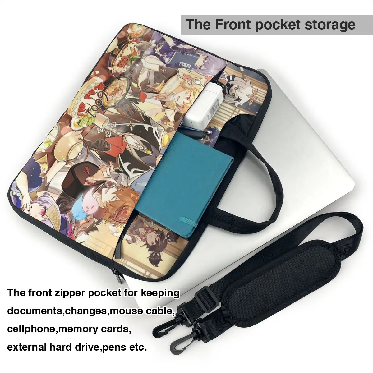 Video Game,Genshin Impact Laptop Bag Case Protective Vintage Computer Bag Bicycle Crossbody Laptop Pouch