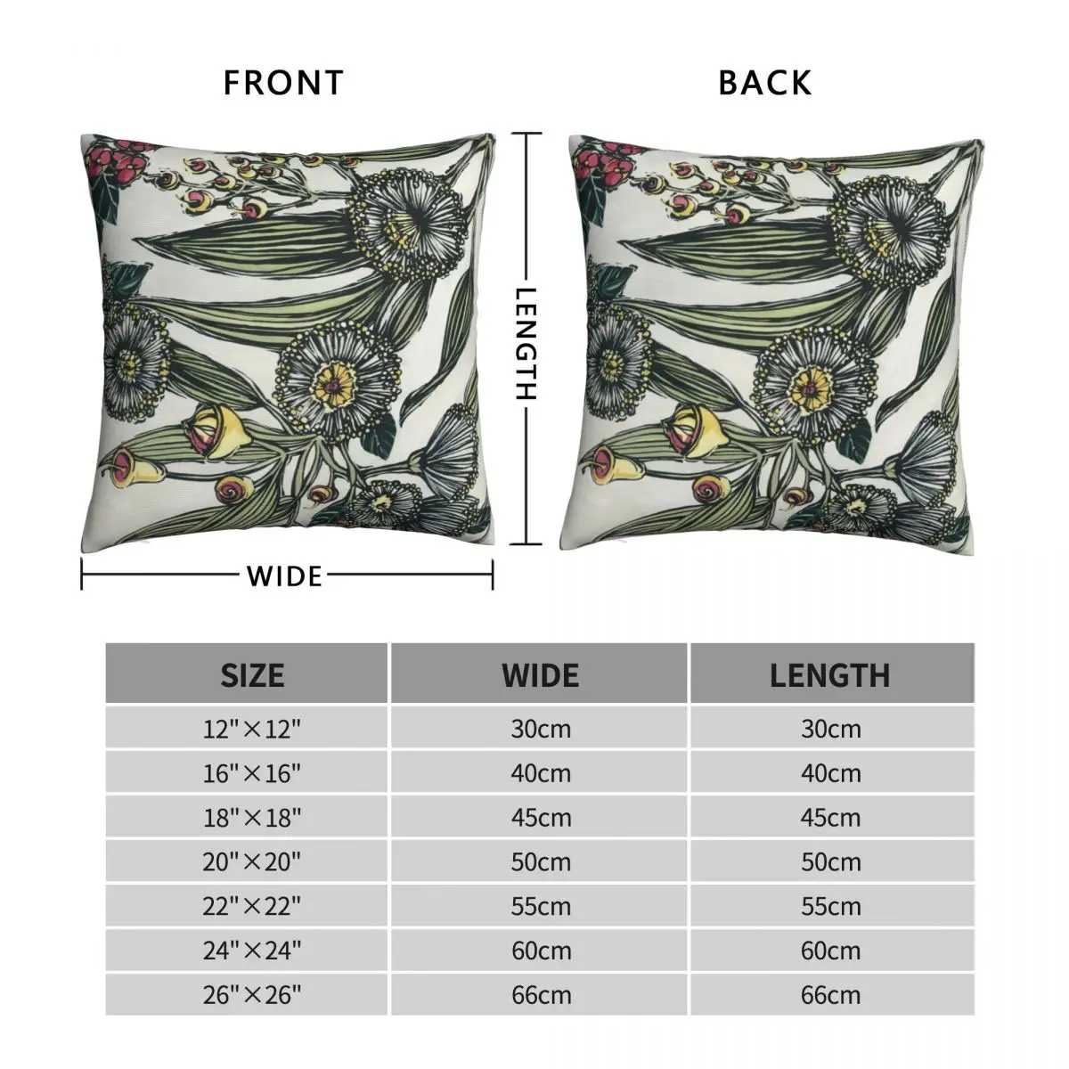 Retro Australian Native Floral 2 Square Pillowcase Polyester Linen Velvet Zip Decor Car Cushion Cover 45x45