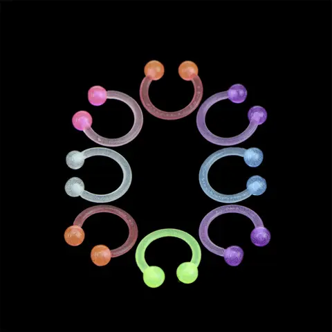 10PCS/20PCS चमकदार ऐक्रेलिक बॉडी पियर्सिंग ज्वैलर हॉर्सशू सेप्टम पियर्सिंग नाक होंठ रिंग कान स्माइली बार चुनें 10 best sales स्माइली पियर्सिंग आभूषण - №1