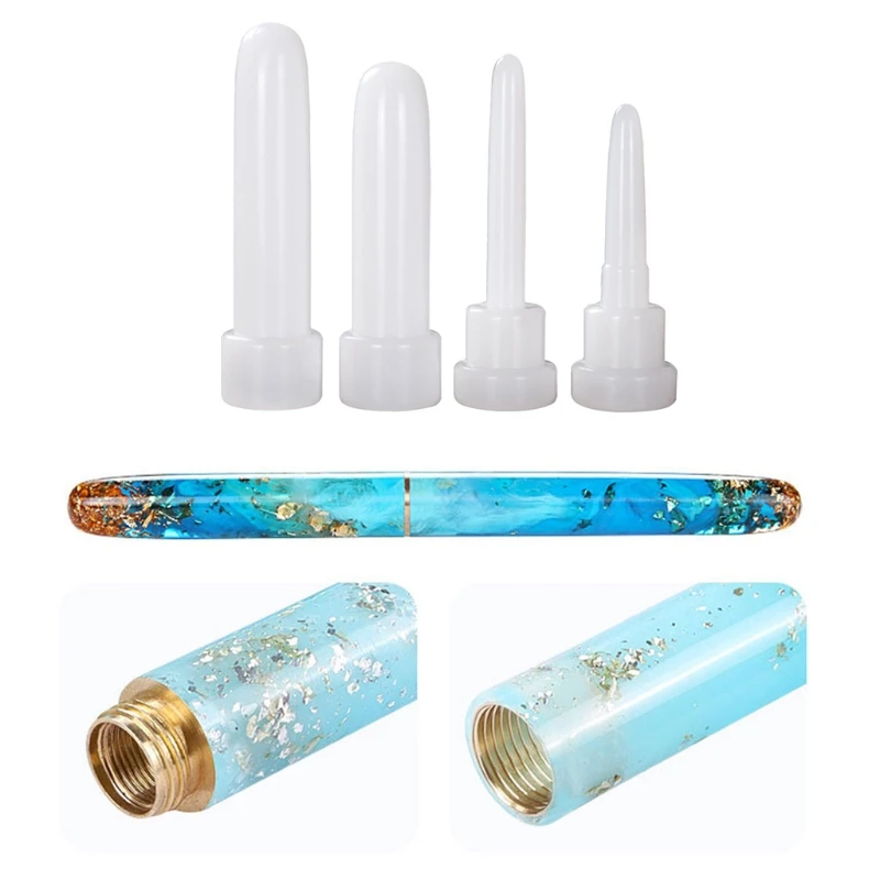 1 Set Fountain Pen Epoxy Resin Mold Cylinder Pen Shape Silicone Mould DIY Crafts Candle Casting Tools