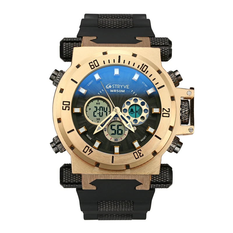 Stryve 5ATM Waterproof S8015 Mens Diving Watches Sport Brand Luxury Led Digital Hot Sales White WristWatch Relogio Masculino