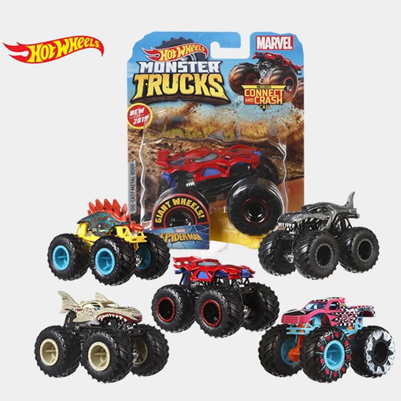 Hot Wheels Car MONSTER TRUCKS  TIGER SHARK  Bone Shaker    Collection Metal Diecast Model Cars Kids Toys Gift