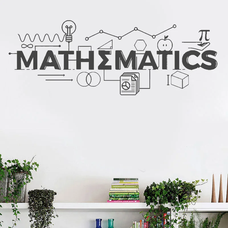 Mathematics Sign Wall Murals Math Education Wall Vinyl Decals Classroom Décor Mathematics Motivational Poster Wall Art AZ974