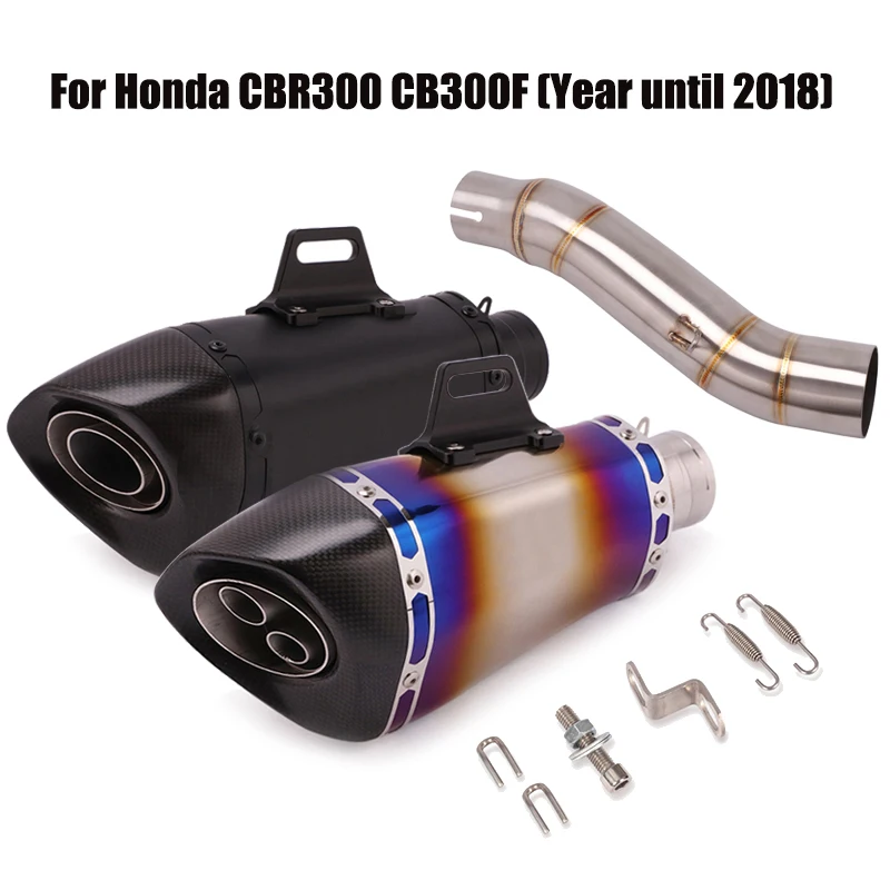 

Exhaust Connecting Pipe Escape Link Tube Middle Mid Pipe Muffler End Tips Baffle For Honda CBR300 CB300F Slip On Motorcycle