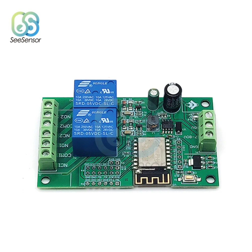 ESP8266 Wifi Wireless Switch Module 2CH DC5V Relays with ESP-12F ESP12F Module for Smart Home Phone APP Controller