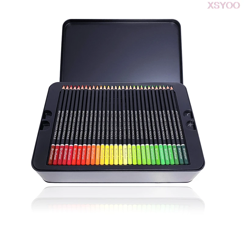 Brutfuner 180 Colors Colored Pencils Professional Soft Bold Cores Oil Color Pencil for Drawing Art Sketch Coloring Black Tin Box