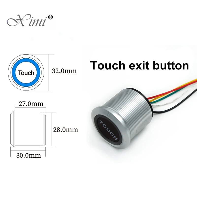 Interruptor de salida con Sensor táctil, resistente al agua, sin contacto, tipo de inducción, botón de salida, Control de acceso, DC12V/24V con LED