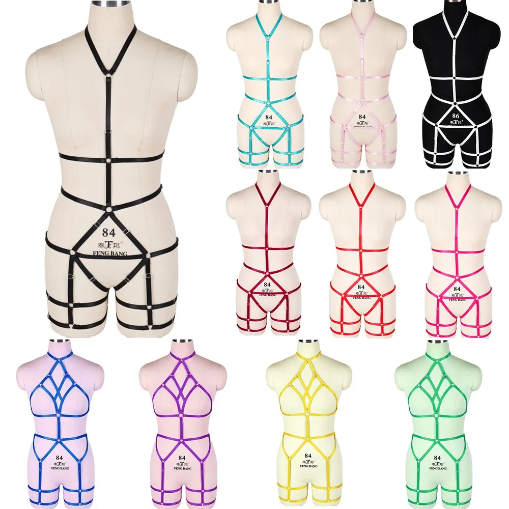 

Full Body Harness Bondage Halter Neck Sexy Sek Lingerie Punk Goth Erotic Stocking Harness Harajuku Elastic Suspender Pole Dance