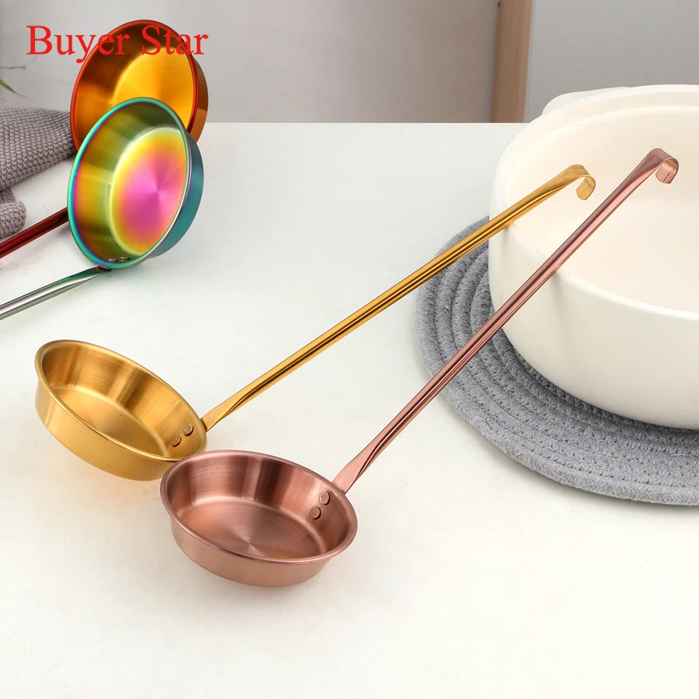 Long Handle Stainless Steel Chinese Youdunzi Mold Round Meat Pie Spoon Non-stick Fried Food Ladle Serving Spoon Kitchen Utensils