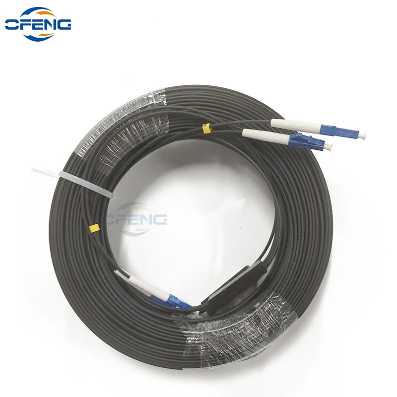 	 Indoor and Outdoor Fiber Optic Drop Cable, Optical Patch Cord, SM, SX G675A1, SC LC FC ST Connectors, 3 Steel, 2 Core, 50m DIY