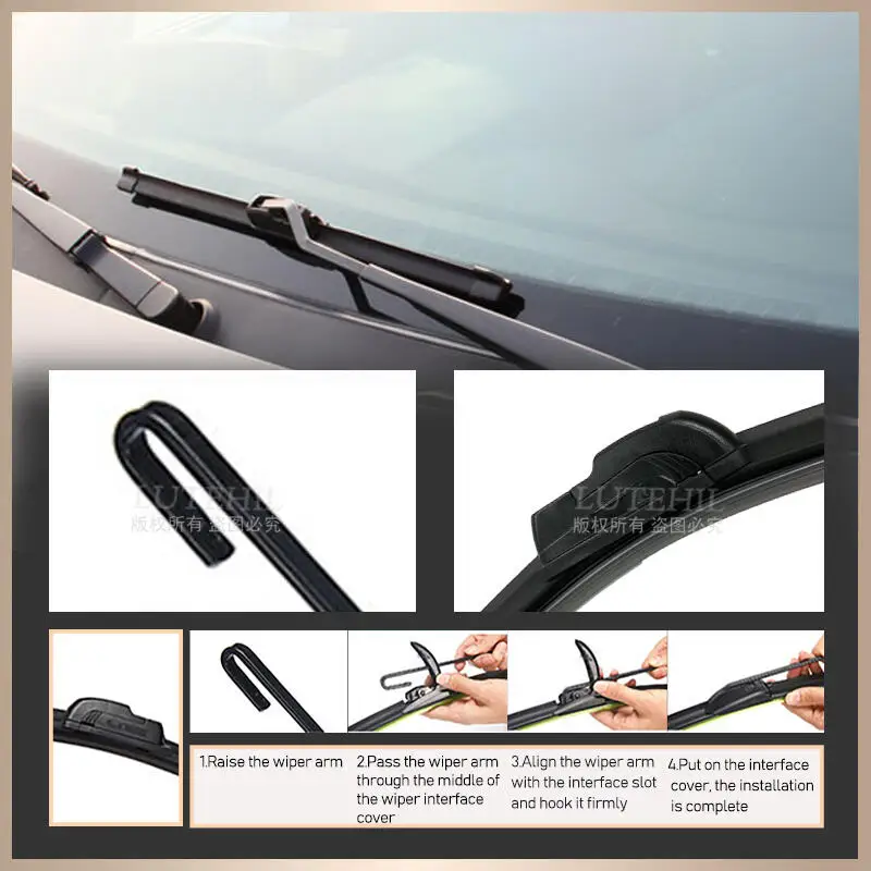 For Ssangyong Rexton 1 2002-2017 2003 2004 2005 Wiper Front & Rear Wiper Blades Windshield Windscreen Window Brushes 20"+20"+14" view 2