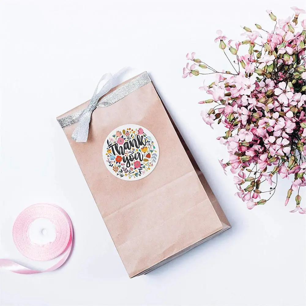 Tags Hundred Flowers Competing Beautiful Thank You Sticker Seal Label Handmade Custom  Scrapbook Gift