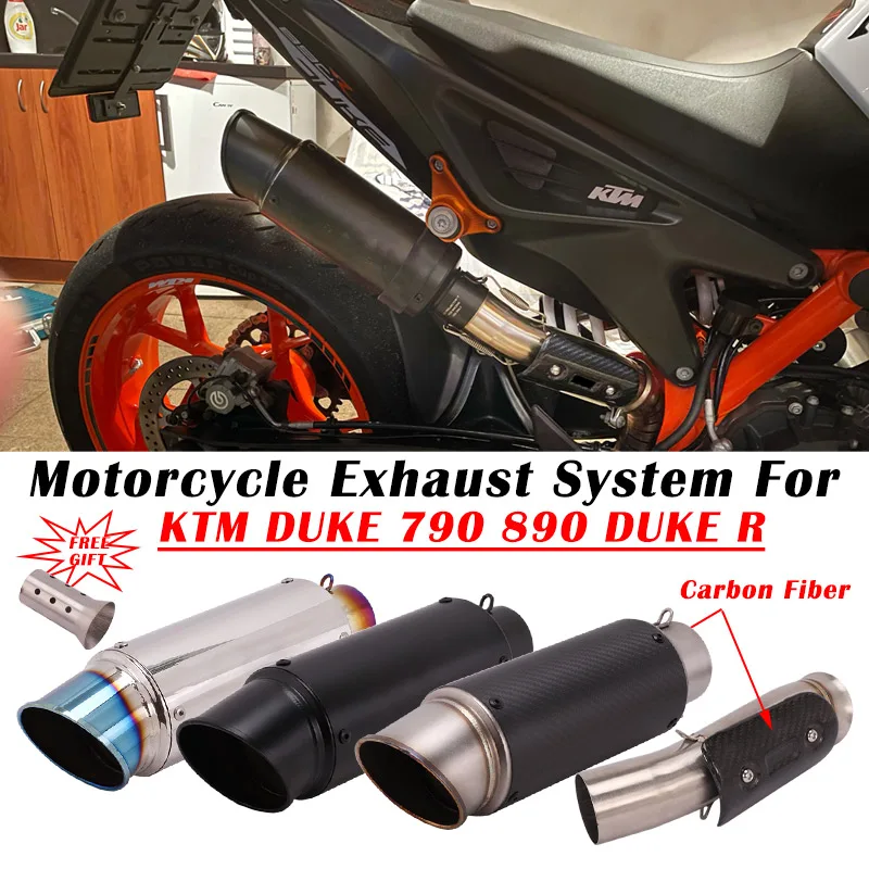 

Slip On For KTM DUKE 790 890 R Motorcycle Exhaust Escape System Modify Carbon Fiber project Muffler With Mid Link Pipe DB Killer