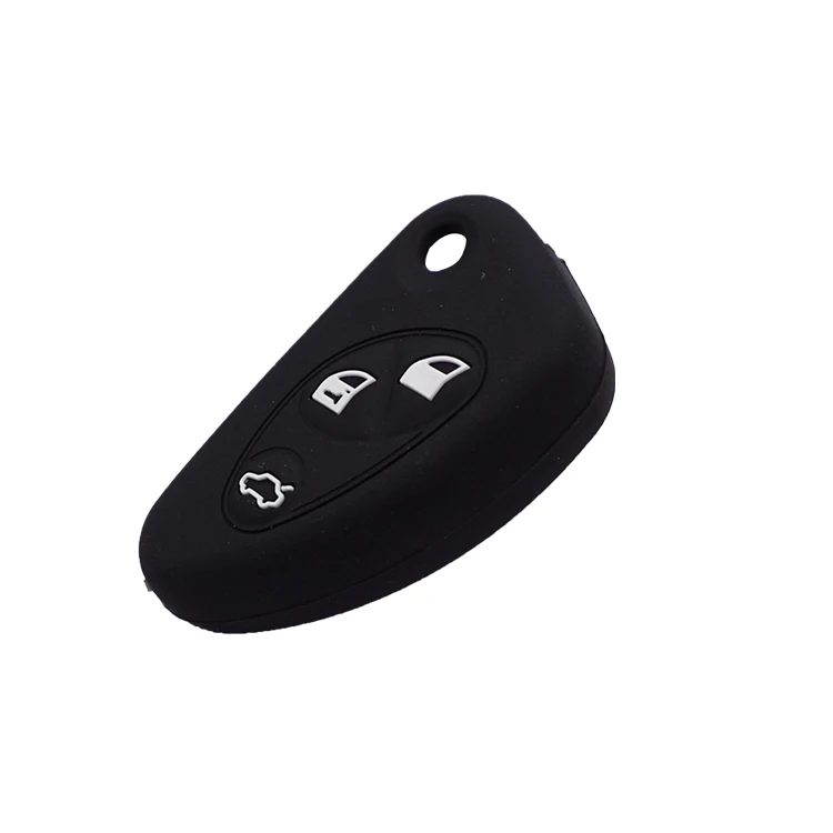 Xinyuexin 3 Buttons Silicone Remote Car Key Cover for Alfa Romeo Keys 147 156 166 GT Keyless Fob Replacement Folding Case Holder