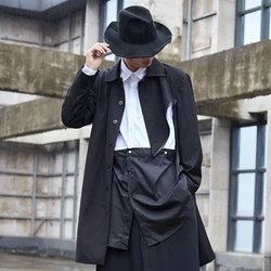 Mannen Nieuwe Yamamoto Classic Dark Japanse Medium Lengte Blazer Met Diagonale Rits Ontwerp