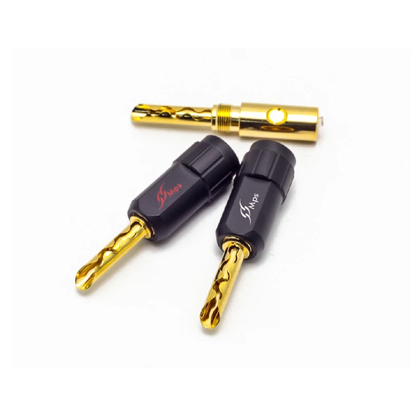 HiFi MPS Shark-4 HiFi Speaker cable Banana Plugs  Audio Jack Connector 24K gold Plated Amplifier Speaker connector