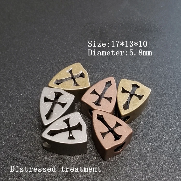 Copper Cross Lanyard Bead Knife Jewelry Parachute Cord Paracord Bead EDC Tool Decorate Buckle Brass Shield Bead Rope Knife Beads