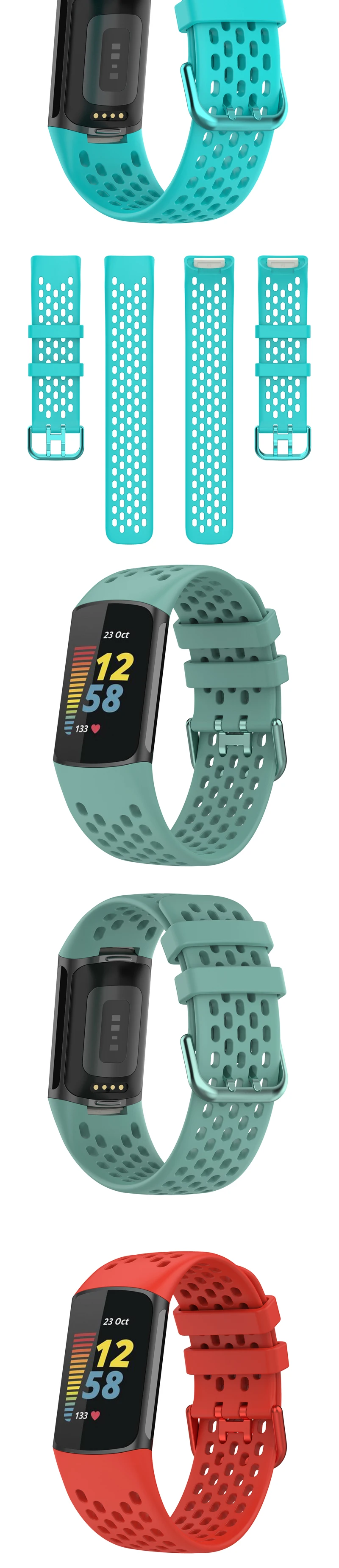 Breathable Rubber Strap For Fitbit Charge 5 Correa Sport Replacement Silicone Wristband For Fitbit Charge6 Watch Bracelet