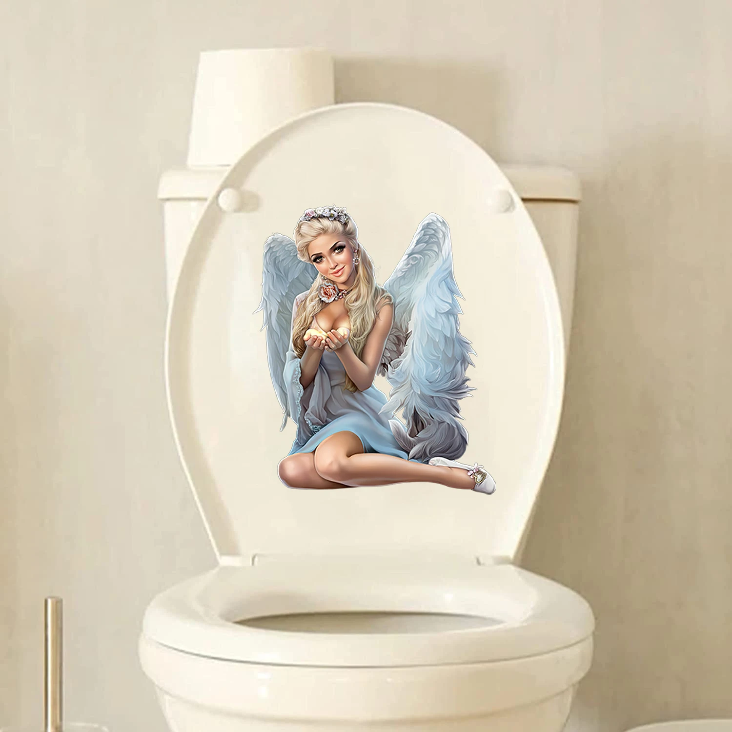 Three Ratels CA113 Elegant classical beautiful angel personalized art wall decal toilet Decal