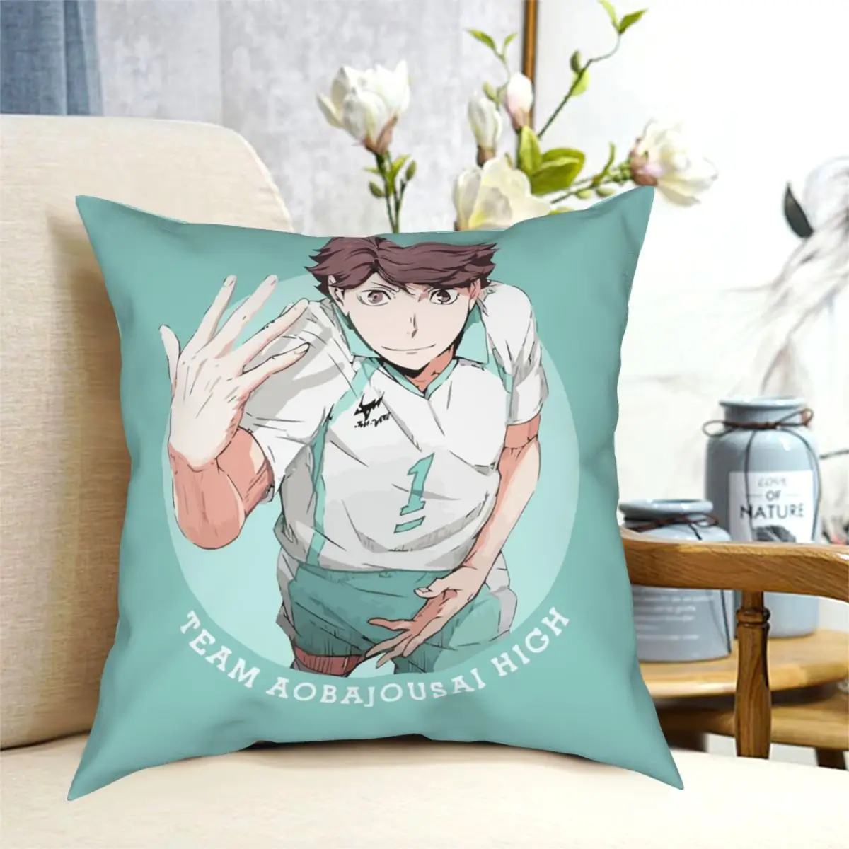 Oikawa HaikyuU Square Pillowcase Polyester Creative Zip Decorative for Home Cushion Cover 45*45cm