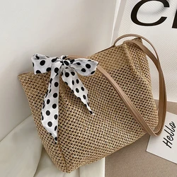 2021 Summer Fashion Straw Female Tote Handbag Lady's Shoulder Large Bags Famous Brand Designer Women‘s Casual Beach Big Bag