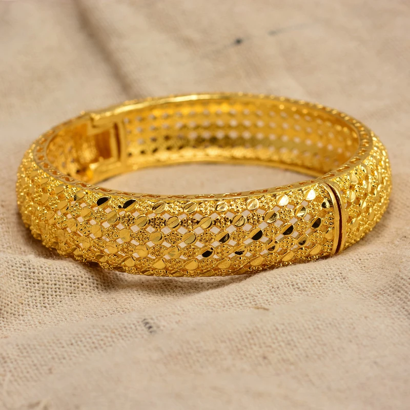 Wando Dubai Wholesale African Bangle Ethiopian Gold Color Bracelets For Women The Style of Middle East Dubai Wedding Gift