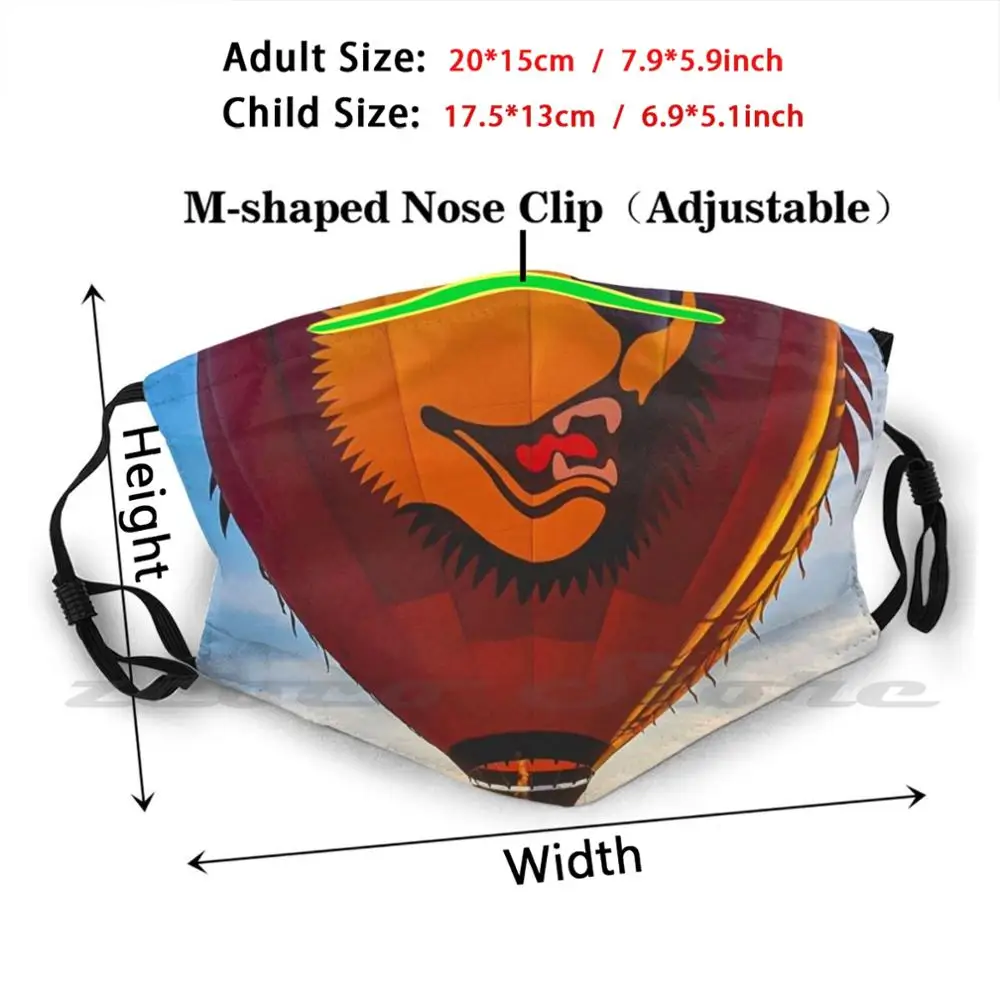 Parachute Custom Pattern Washable Filter Pm2.5 Adult Kids Mask Up Inthe Air Bear Parachute Sky