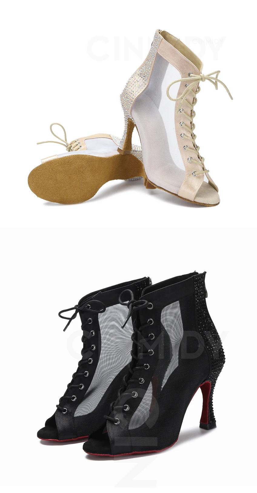 CINMIDY Tanzstiefel Damen Latein Tanzschuhe Tango Pole Dance Schuhe für Frauen Sexy Bauchtanzschuhe Professionelle Ballsaal High Heels – Detail 23