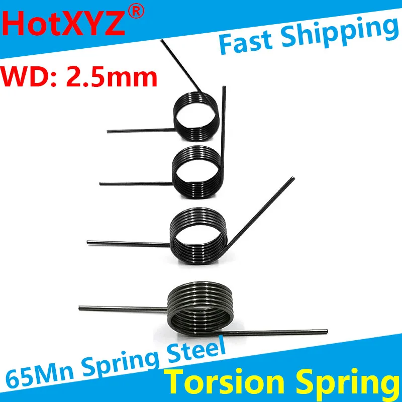 HotXYZ Helical Torsion Spring 65Mn Steel Wire Diameter 2.5mm V-Shaped Helicaltorsio Ring Angle 60 90 120 180 Degrees 10Pieces