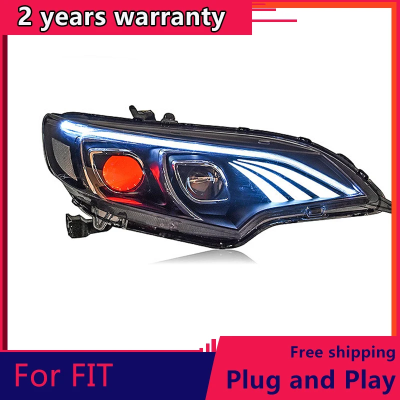 For Honda Fit Headlights 2014 2015 2016 2017 2018 2019 For Honda Fit Headlamp DRL Lens Double Beam Xenon of Benz Led Bar Style