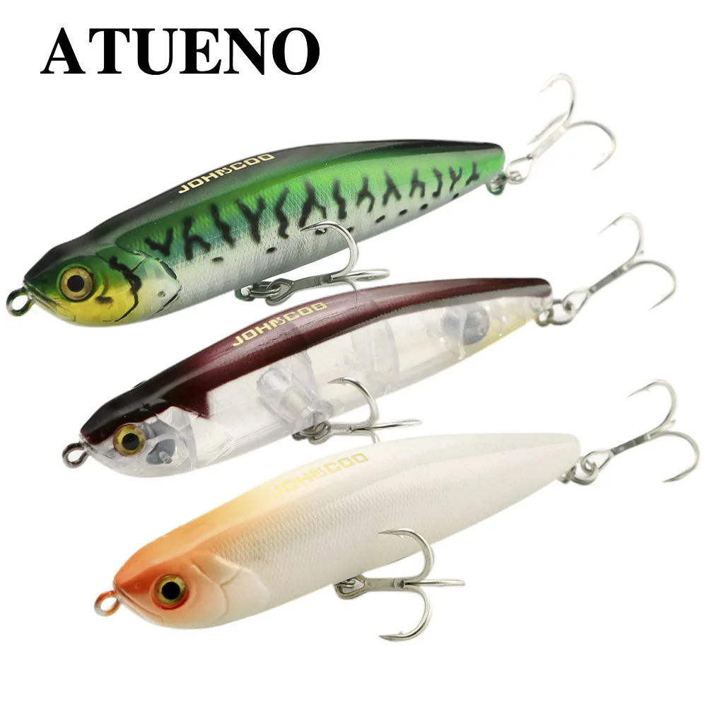 ATUENO Fishing Lure Pencil Fishing Lure 18g 100mm 2 Hook Hard Lure Stable Steel Ball 3D Fish Eyes  10 Colour to Choose