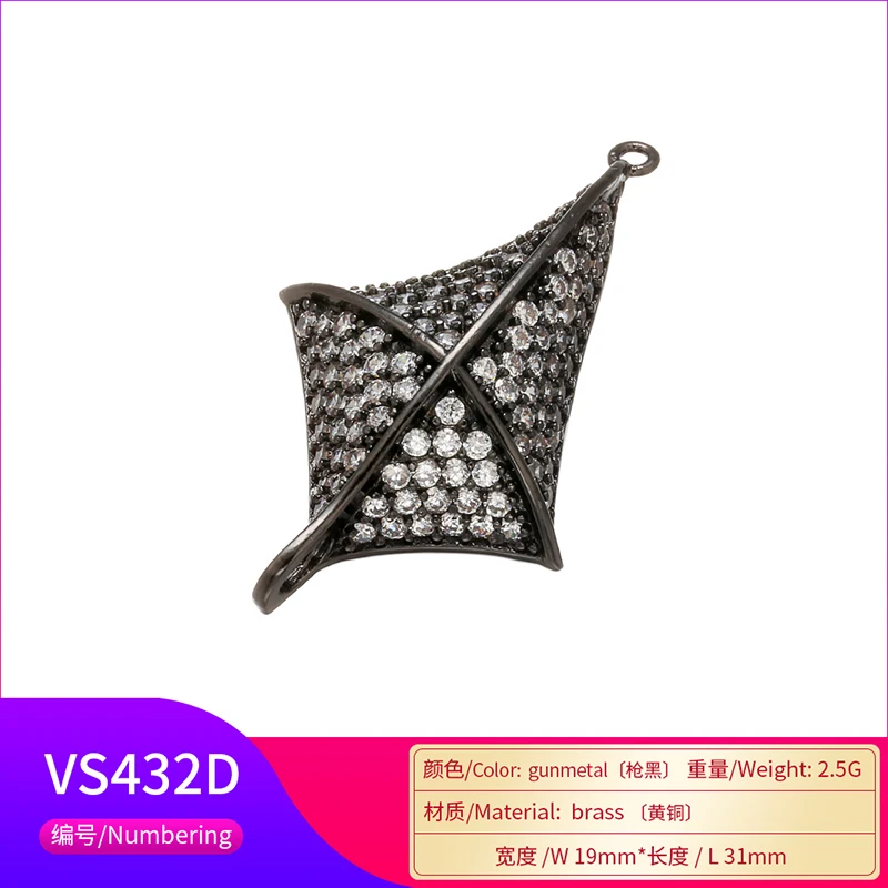 ZHUKOU 19x31mm Brass Crystal Irregular Connector for Women Bracelet Necklace Jewelry Accessories making findings model:VS432