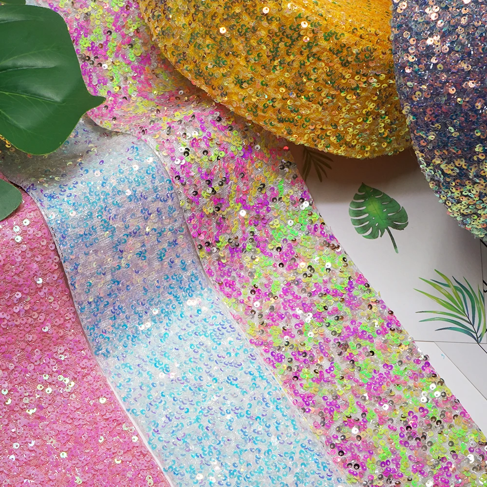 5 Yards 75mm Width Sequin Ribbons For Bows DIY Craft Decoration Packaging Supplies. H5303713