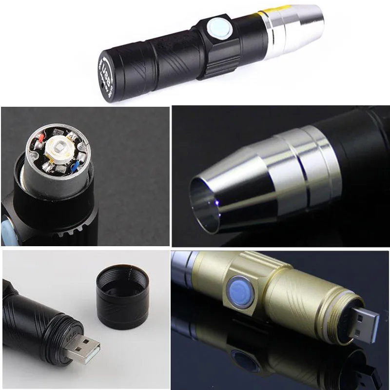 Usb rechargeable 365nm Led UV Flashlight Torch Light Ultra Violet lamp Blacklight UV Fluorescent Lamp For Money Cash detection