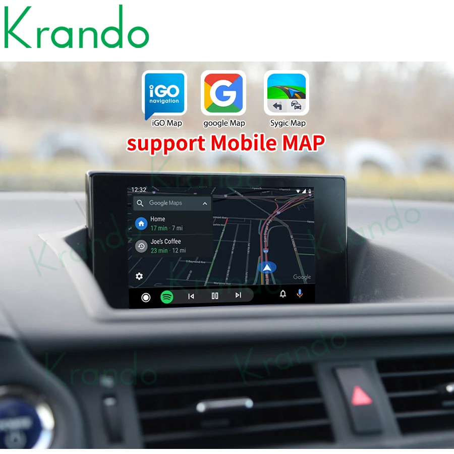 Krando Wireless Apple CarPlay Android Auto Interface Box For Lexus CT CT200 CT200H 2015-2018 Siri Control Upgrade Retrofit