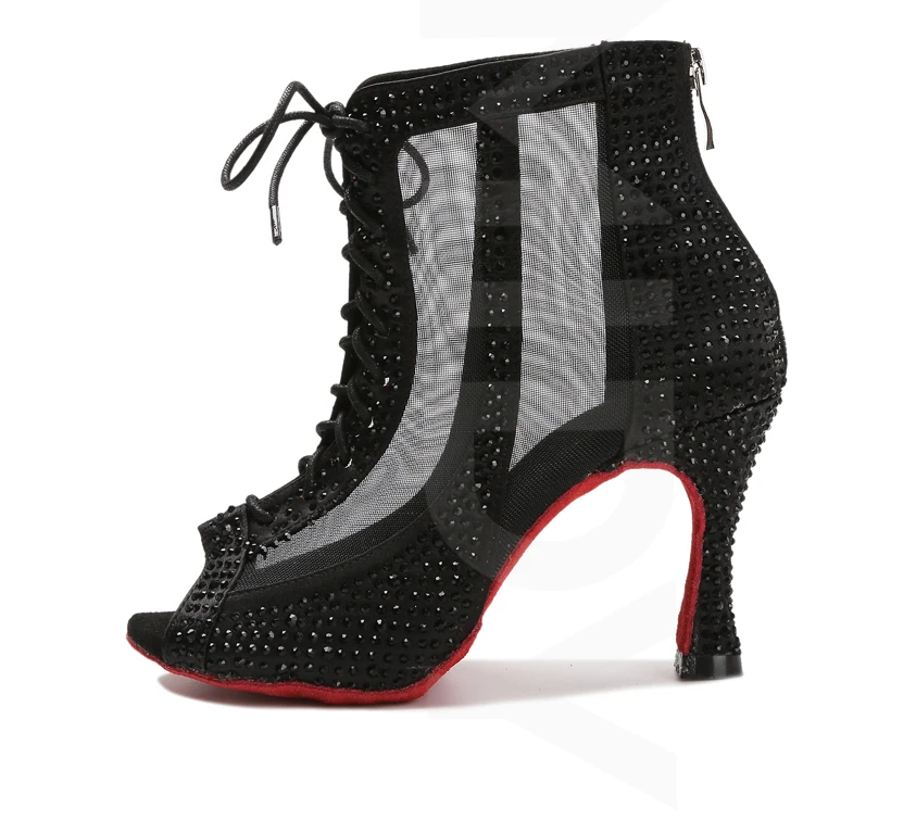 Strass-Latein-Tanzstiefel, Pole-Dance-Schuhe für Frauen, sexy Bauchtanzschuhe, Ballsaal-Damen-Mesh-Tanzschuhe, Cuba High Heels – Detail 19