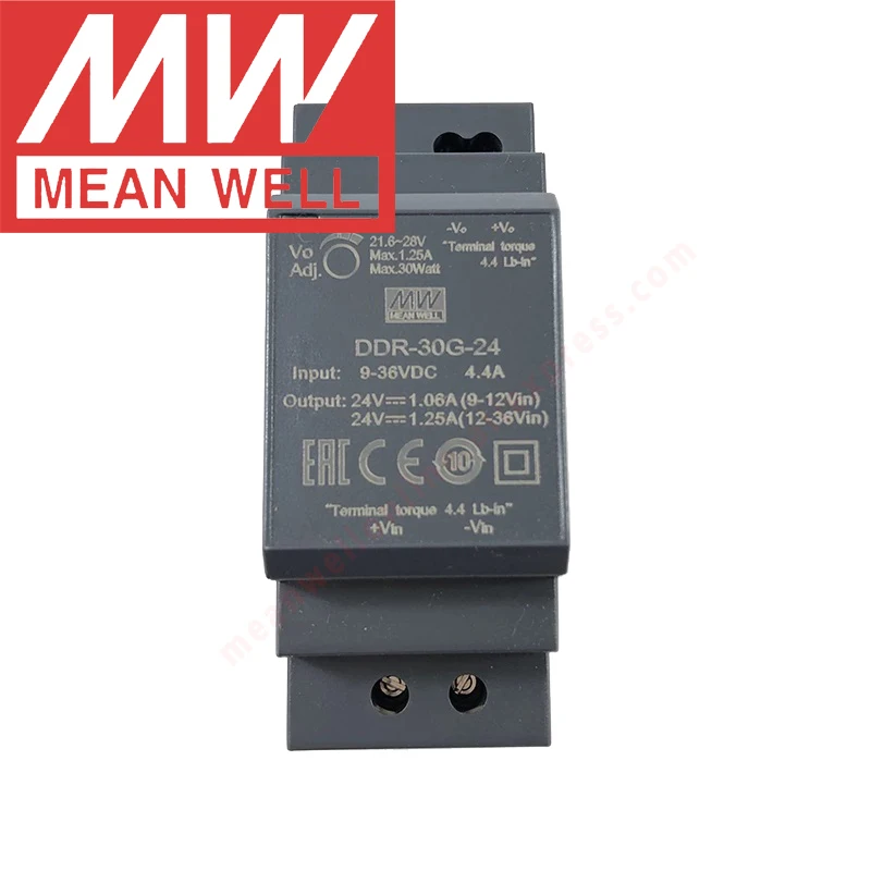 

Original Mean Well DDR-30G-12 Din Rail Type DC-DC Converter meanwell 12V/2.5A/30W DC to DC Power Supply 9-36Vdc input