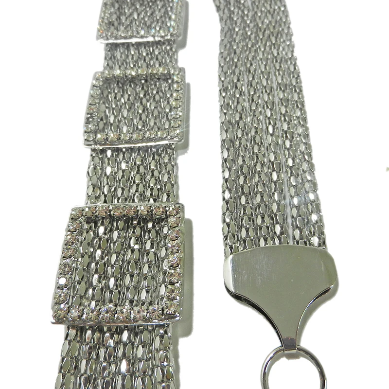 Multi-Row Rhinestone Cintura, Cinto De Metal Incrustado Osso De Serpente, Cinto De Jeans