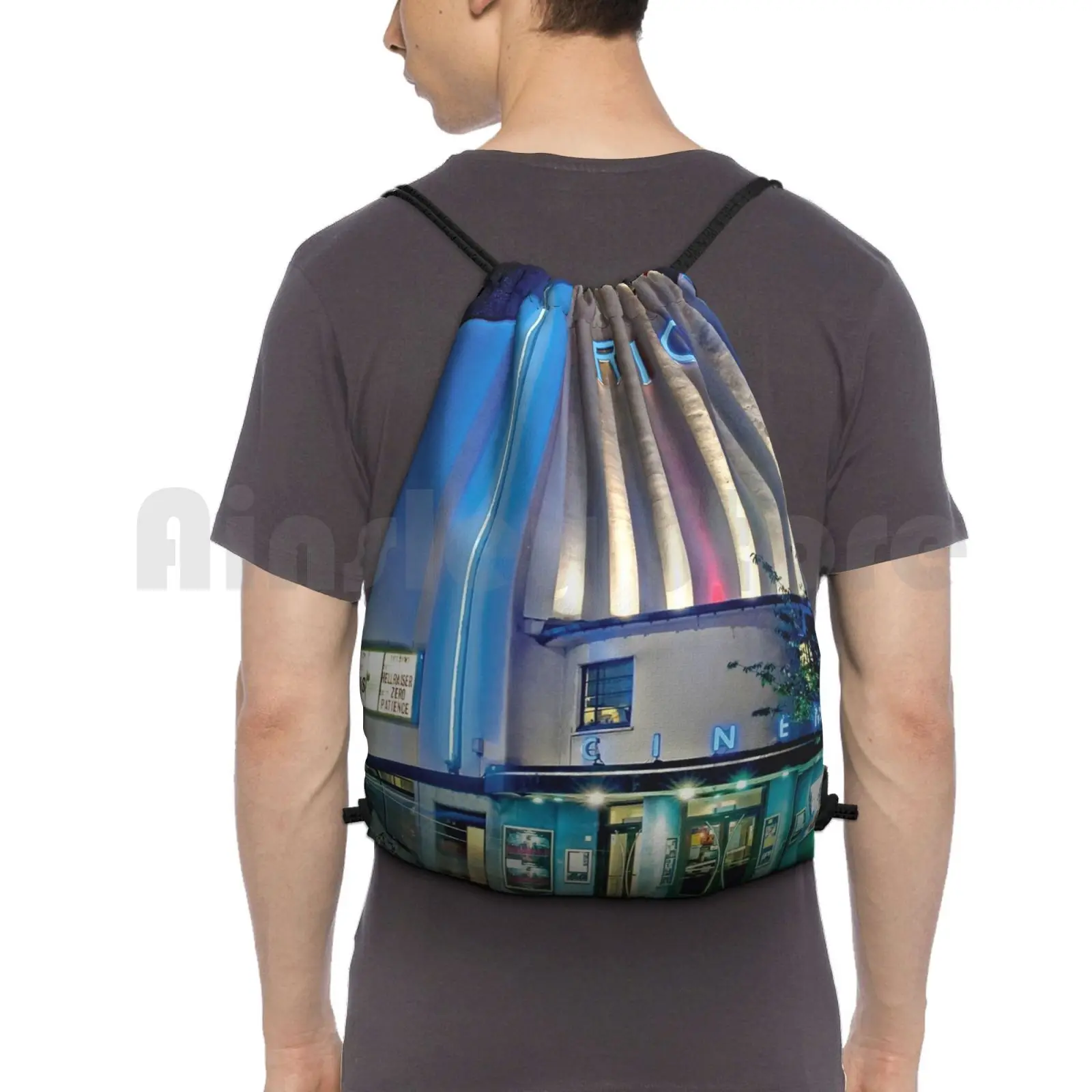 Cinema At Night Backpack Drawstring Bag Riding Climbing Gym Bag Riocinema Cinema Independent Movies Film Art