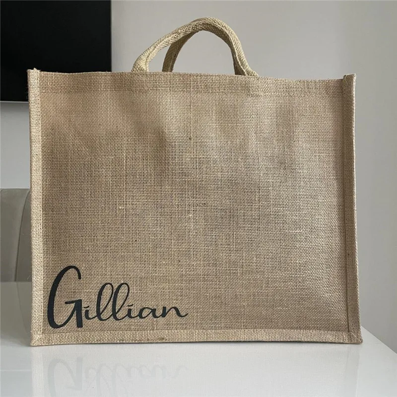 Custom wedding bridesmaid proposal gift bagsSmall/Medium/Large Personalised Jute Hessian Burlap Tote Bag Bridal Beach Tote Bag