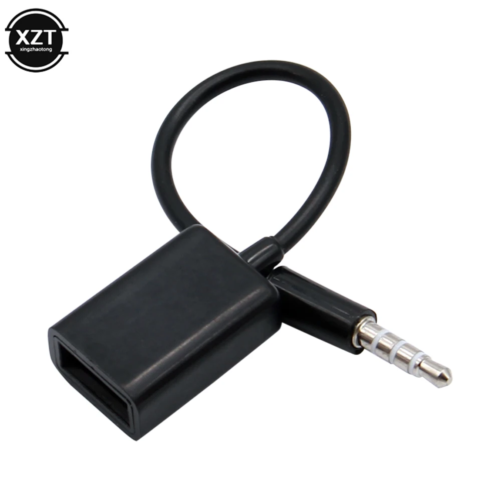 Universal Portable 3.5mm Male AUX Audio Plug Jack To USB 2.0 Male To Female Converter Car MP3 Adapter Cable Adapter Connector